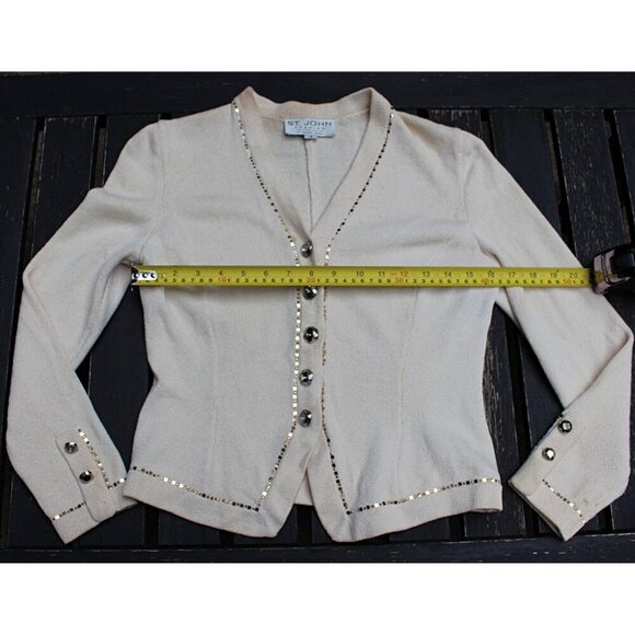 St John Evening - Women's Santana Knit Dinner Jacket w/Cristals, sz 4, Flaws - Picture 5 of 10